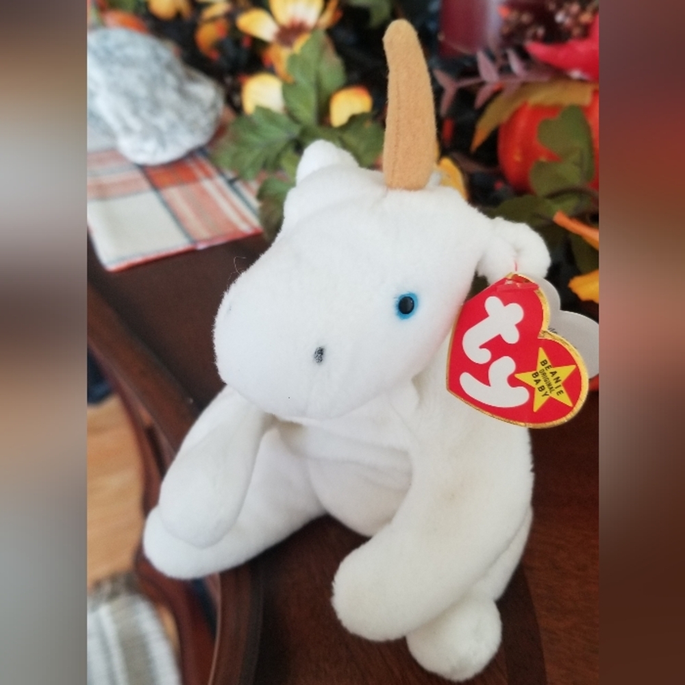 Retired ty 1994 Beanie Babies Mystic Unicorn #4007 Tag Errors Stuffed Animal
